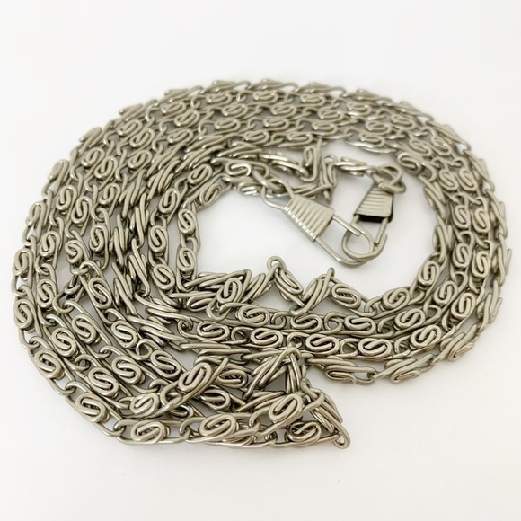 Long silver tone chain bag strap - Picture 1 of 4